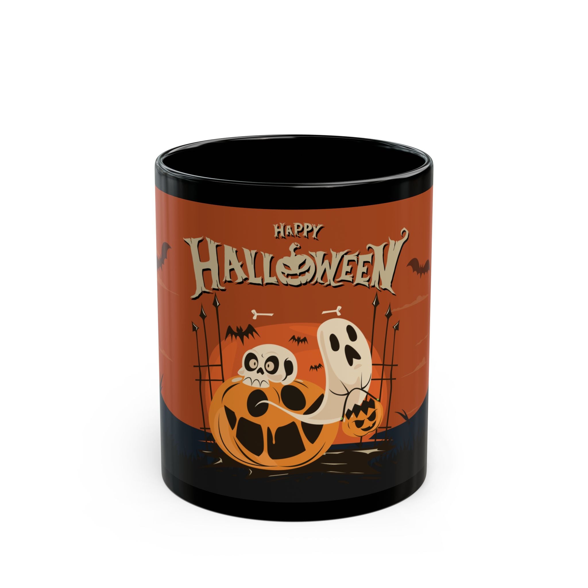 Happy Halloween with Pumpkin | Black Mug